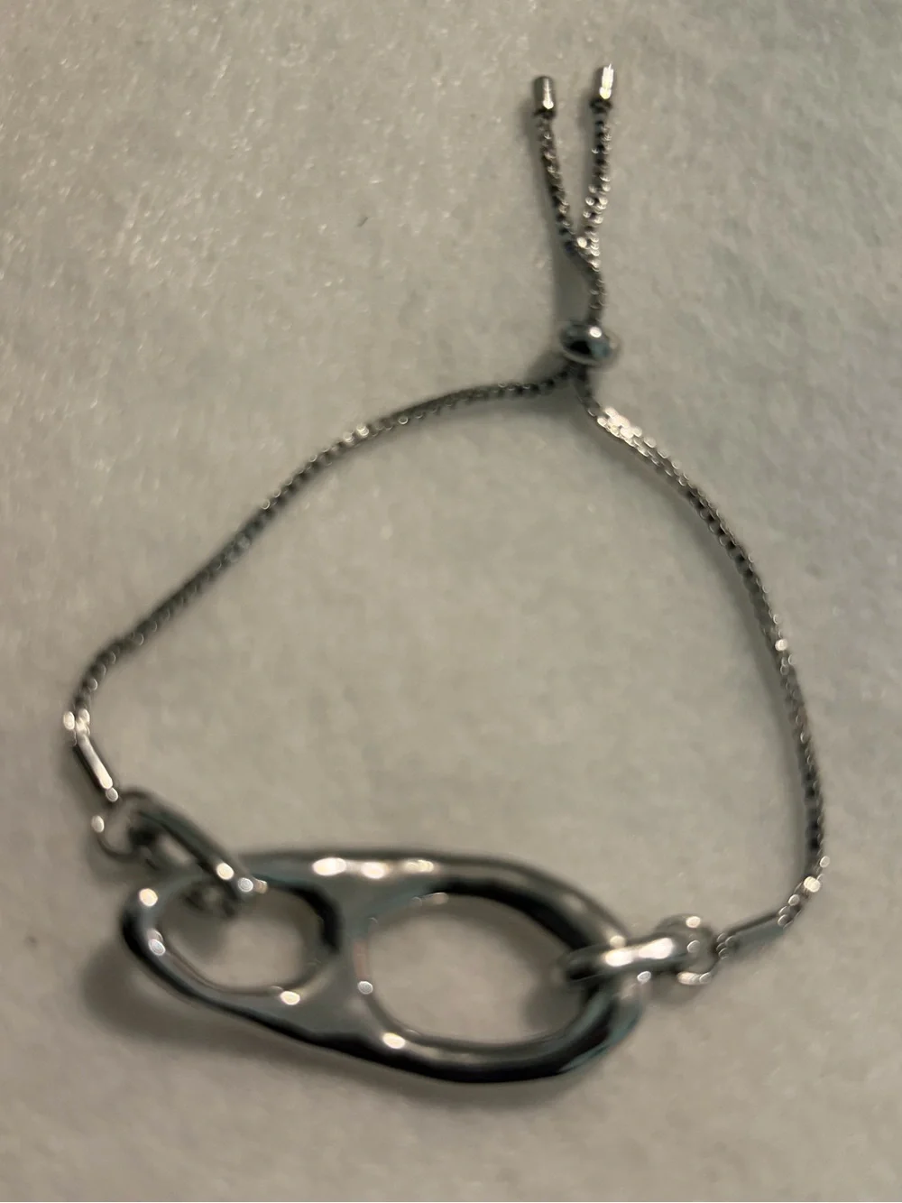 Polished Silver Chain Link Adjustable Bracelet